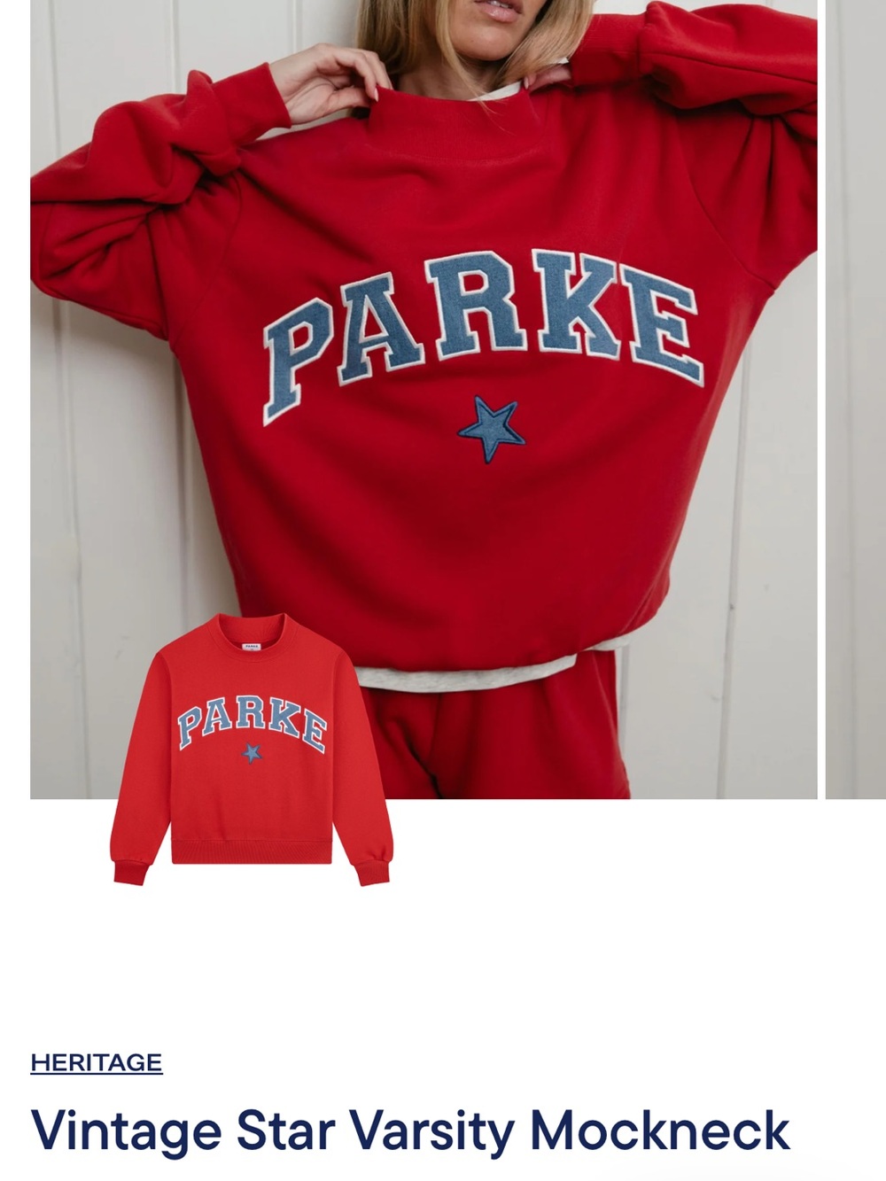 HERITAGE Red 'PARKE' Star Crewneck Sweater